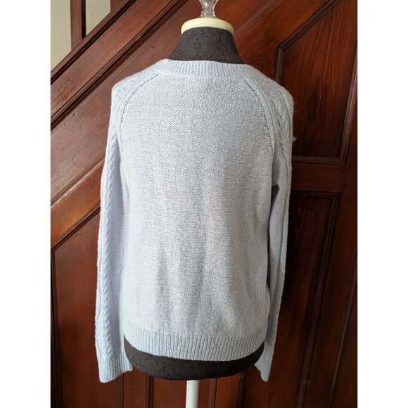 H&M Light Gray Cable Knit Sweater Medium Acrylic & Mohair Blend Crewneck Womens - Picture 3 of 6